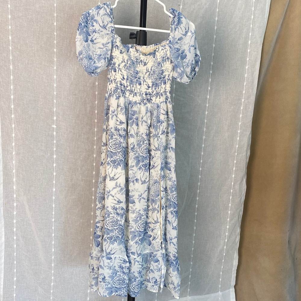 Floral Blue Midi Dress